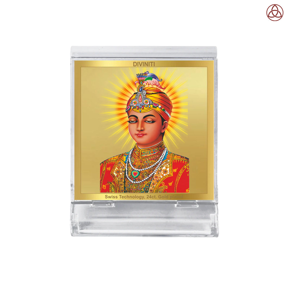 Guru Harkrishan Sahib Ji | Divine Sikh Guru Car Dashboard & Tabletop Photo Frame in 24K Gold Plated Foil