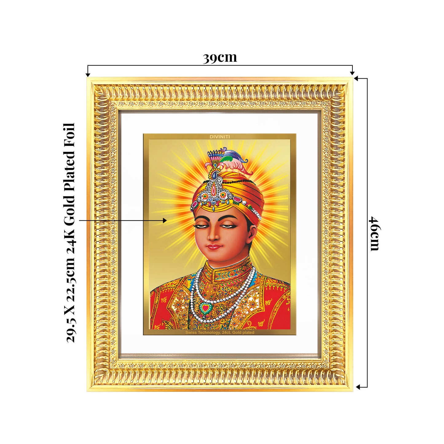 Guru Harkrishan Sahib Ji | Eighth Sikh Guru Wall Mount Photo Frame in 24K Gold Plated Foil