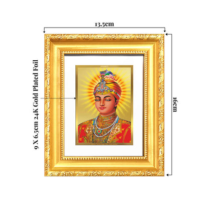 Guru Harkrishan Sahib Ji framed tabletop artwork in 24K gold plated foil, symbolizing compassion and healing.