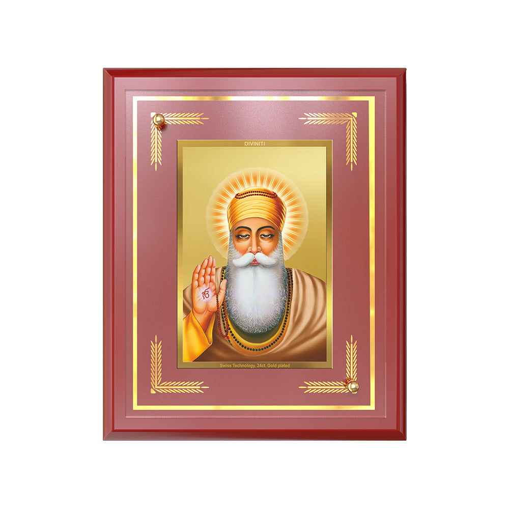 Guru Nanak Dev Ji | Divine Wall and Tabletop Photo Frame in 24K Gold Plated Foil