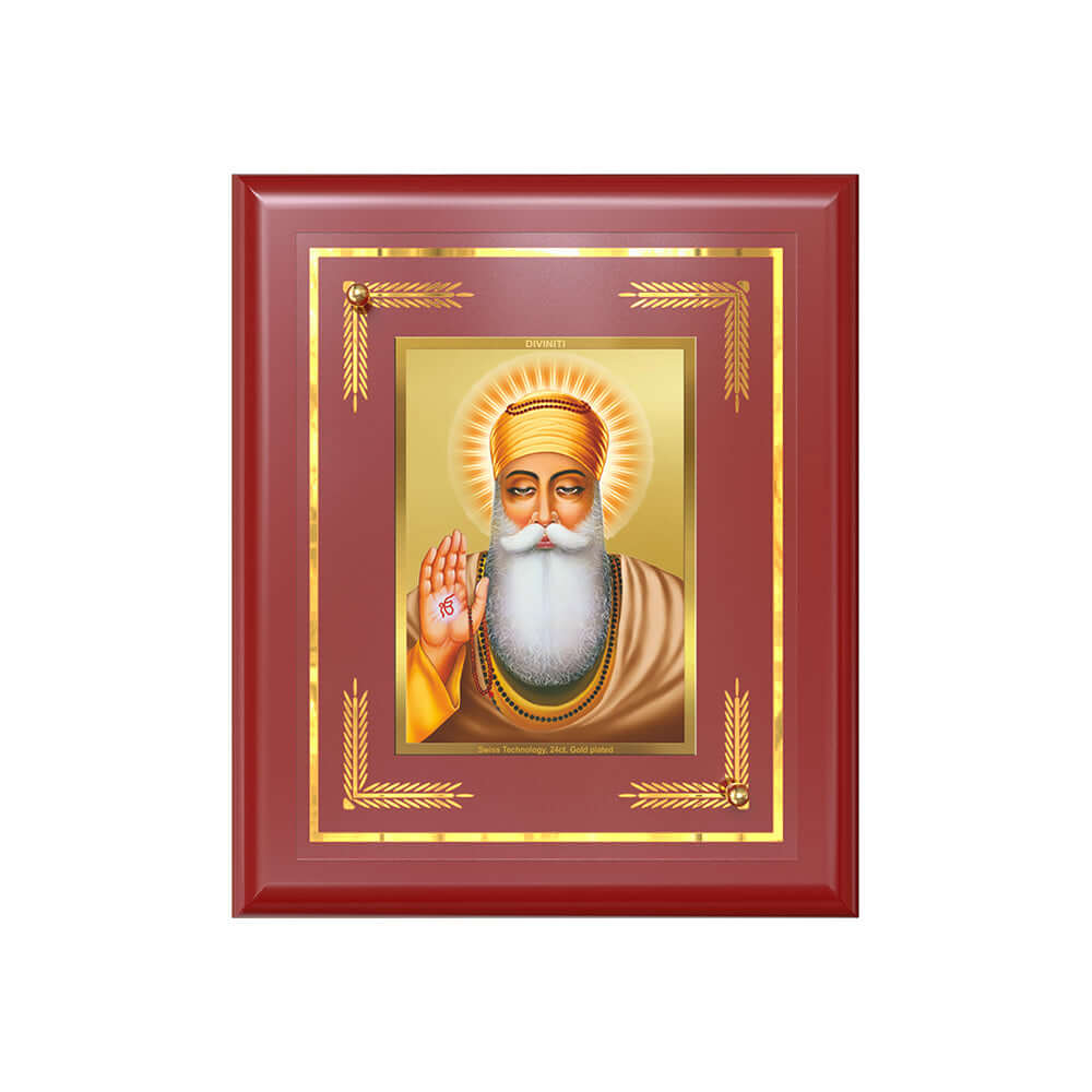 Guru Nanak Dev Ji Founder of Sikhism For Wall & Tabletop Frame in 24K Gold Plated Foil