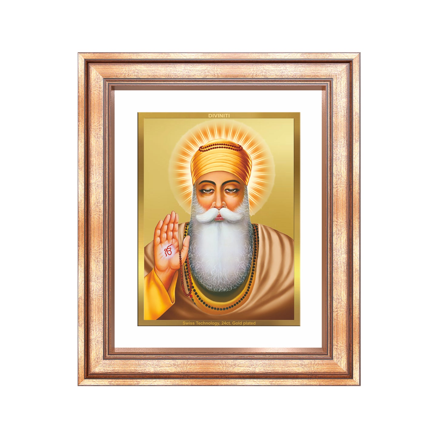 Guru Nanak Dev Ji | Divine Wall Mount Photo Frame in 24K Gold Plated Foil