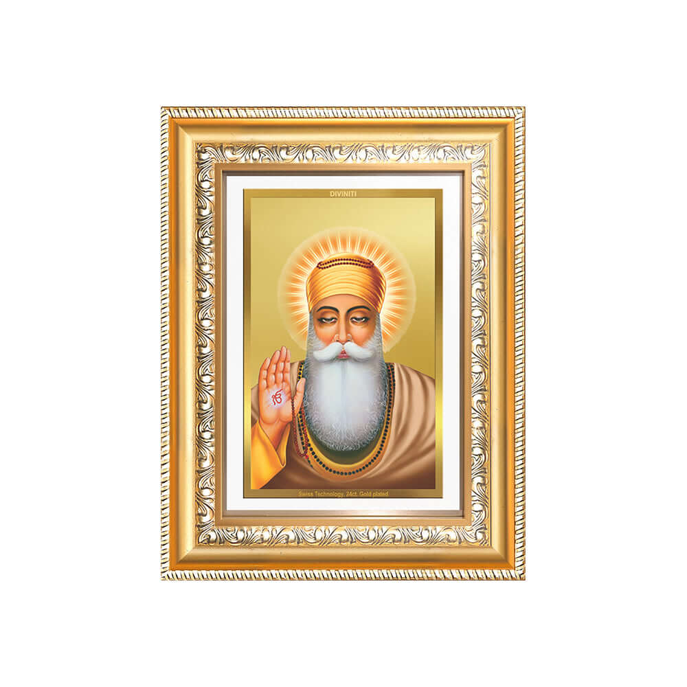 Guru Nanak Dev Ji | Divine Wall and Tabletop Photo Frame in 24K Gold Plated Foil