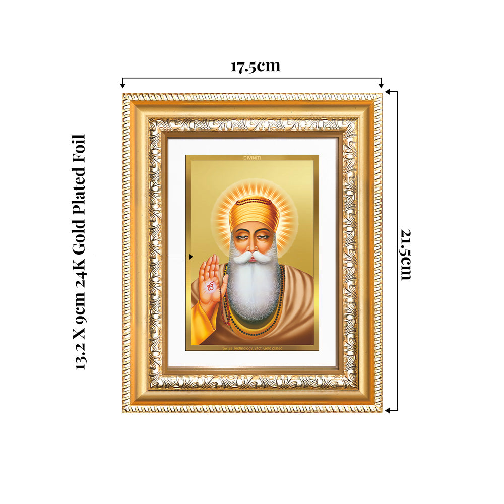 Guru Nanak Dev Ji Photo Frame in 24K Gold Plated Foil at diviniti