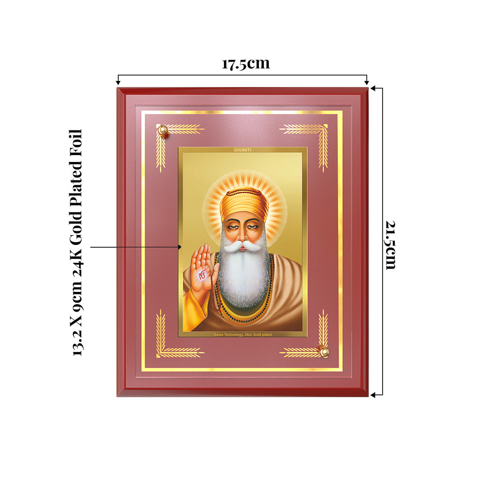 Guru Nanak Dev Ji | Divine Wall and Tabletop Photo Frame in 24K Gold Plated Foil