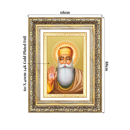 Guru Nanak Dev Ji | Divine Wall Mount Photo Frame in 24K Gold Plated Foil