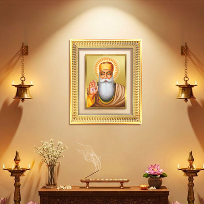 Guru Nanak Dev Ji | Divine Wall Mount Photo Frame in 24K Gold Plated Foil