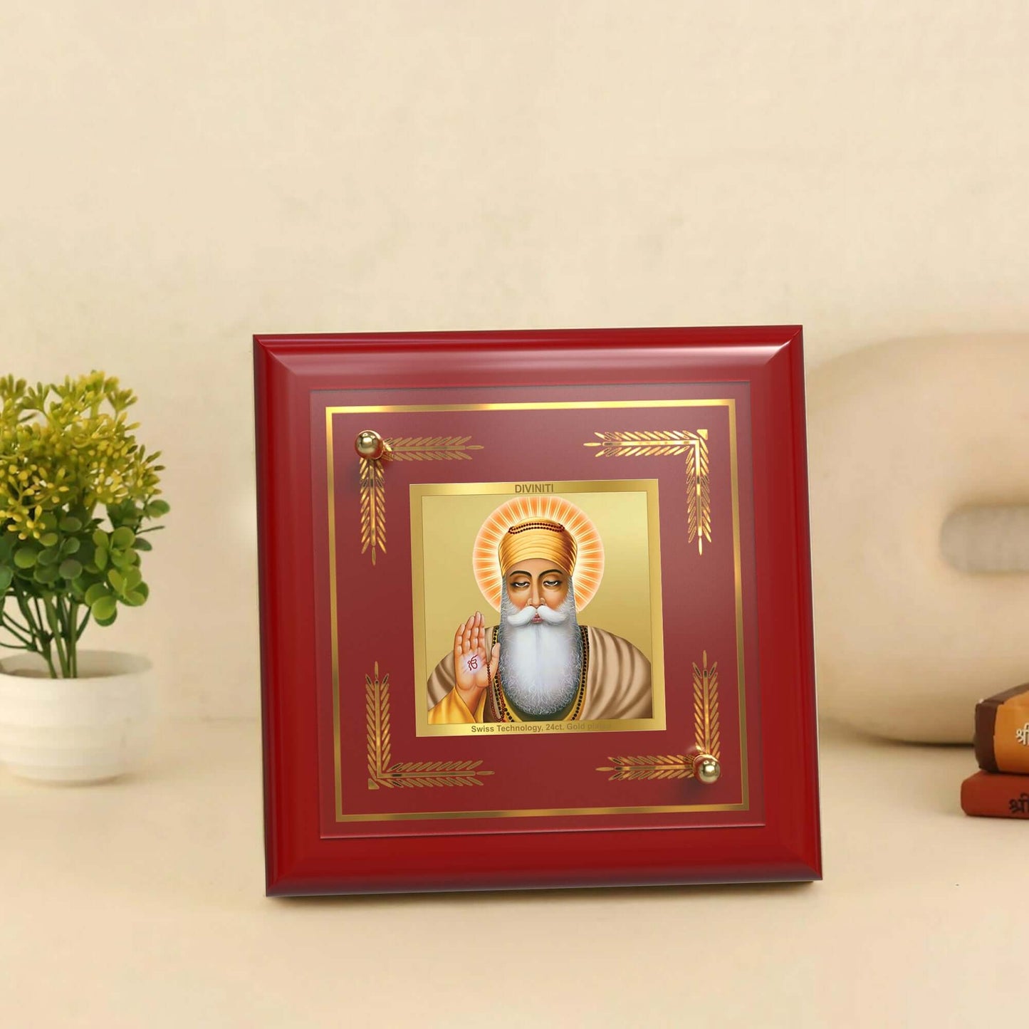 Guru Nanak Dev Ji | First Sikh Guru | Founder of Sikhism For Tabletop Frame in 24K Gold Plated Foil
