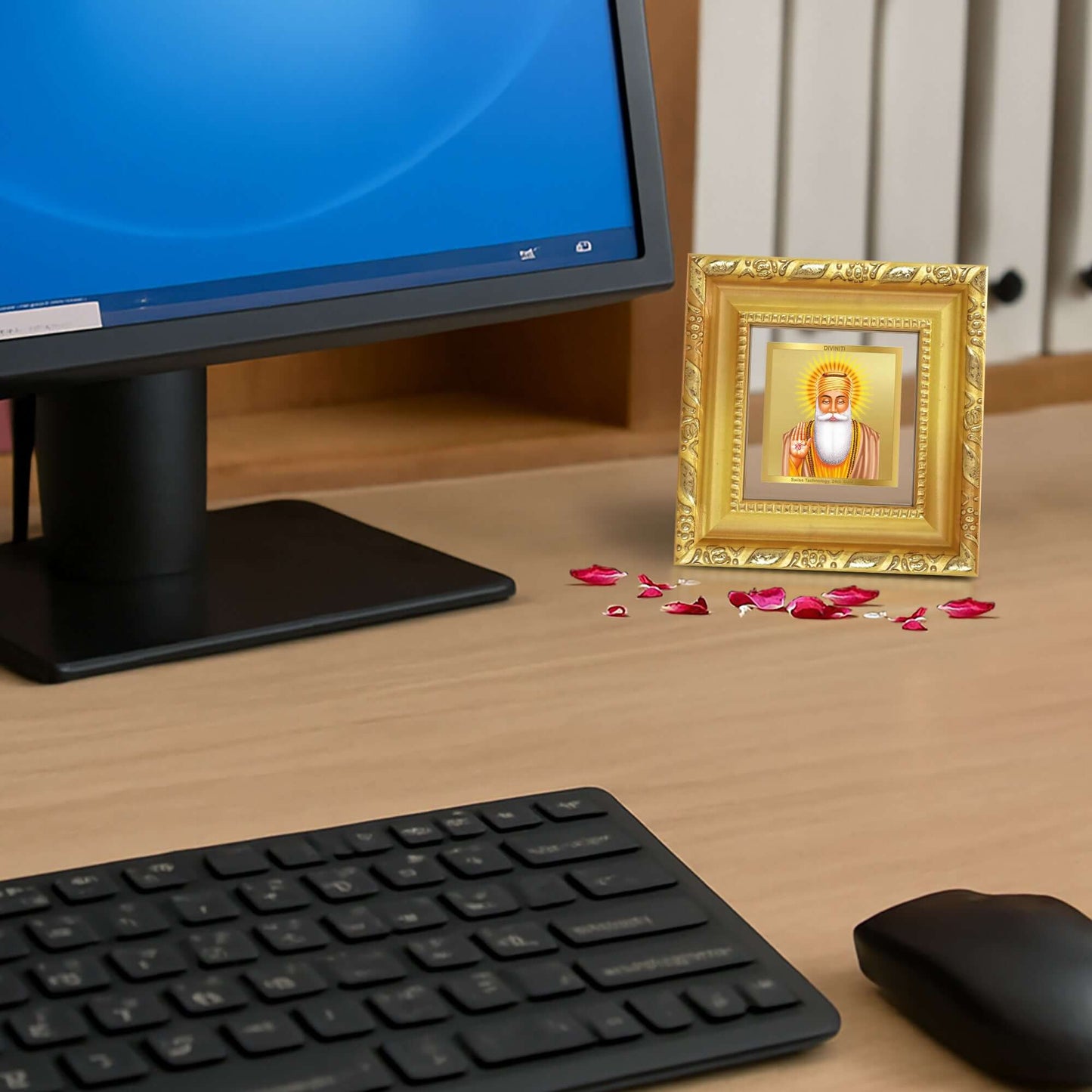 Guru Nanak Dev Ji | First Sikh Guru | Founder of Sikhism For Tabletop Frame in 24K Gold Plated Foil