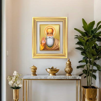 Guru Nanak Dev Ji | Divine Wall Mount Photo Frame in 24K Gold Plated Foil