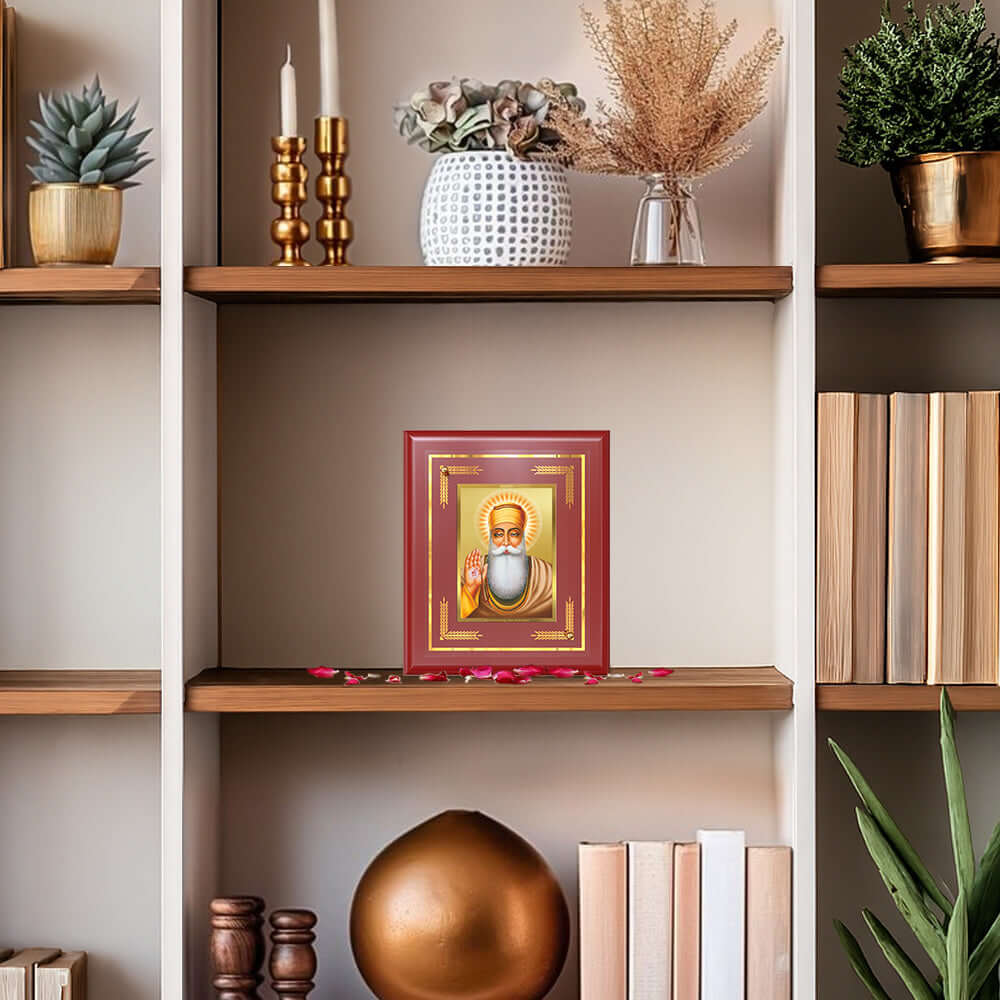 Guru Nanak Dev Ji Founder of Sikhism For Wall & Tabletop Frame in 24K Gold Plated Foil