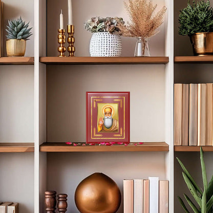 Guru Nanak Dev Ji Founder of Sikhism For Wall & Tabletop Frame in 24K Gold Plated Foil