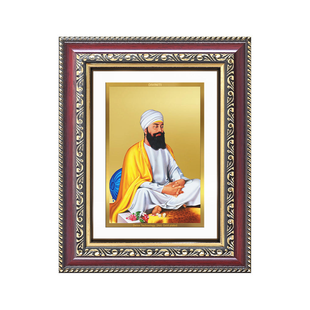 Guru Tegh Bahadar Sahib Ji | Divine Wall and Tabletop Photo Frame in 24K Gold Plated Foil
