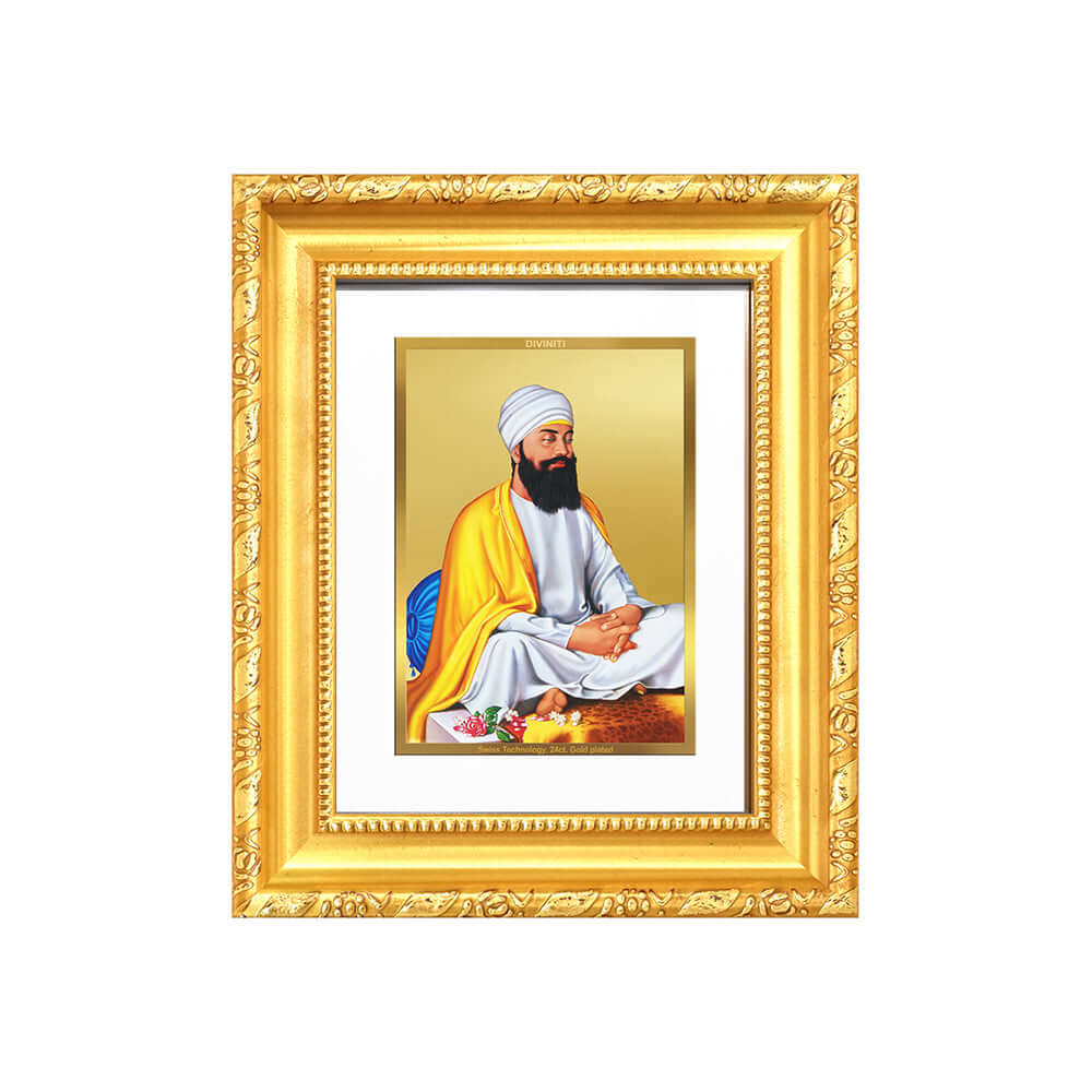 Guru Tegh Bahadur Sahib Ji | Ninth Sikh Guru | Martyr of Faith & Protector of Humanity For Tabletop Frame in 24K Gold Plated Foil