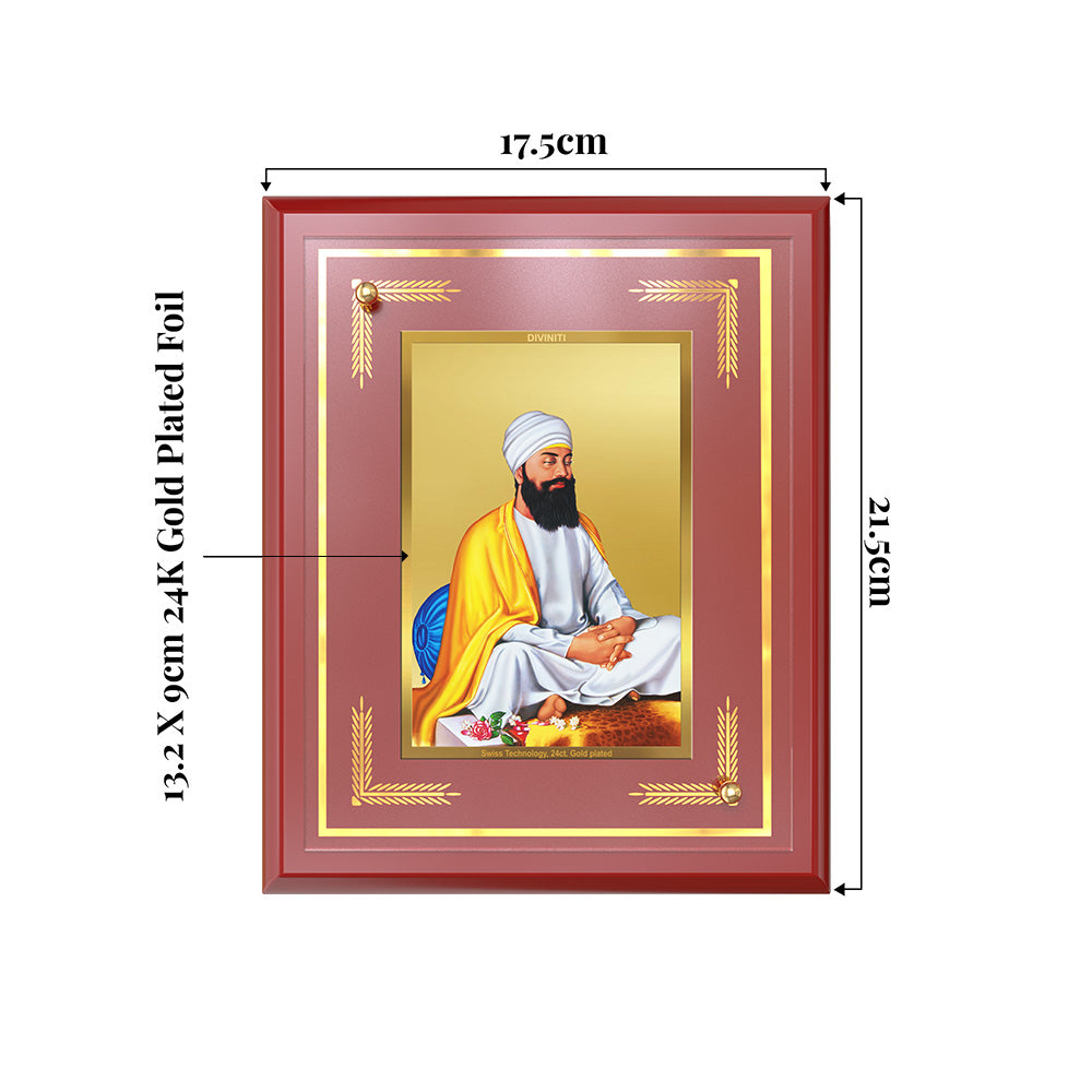 Guru Tegh Bahadar Sahib Ji | Divine Wall and Tabletop Photo Frame in 24K Gold Plated Foil
