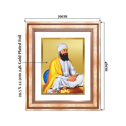 Guru Tegh Bahadar Sahib Ji | Divine Wall Mount Photo Frame in 24K Gold Plated Foil