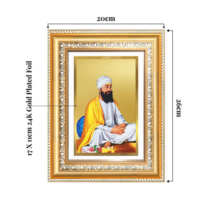 Guru Tegh Bahadar Sahib Ji | Divine Wall and Tabletop Photo Frame in 24K Gold Plated Foil