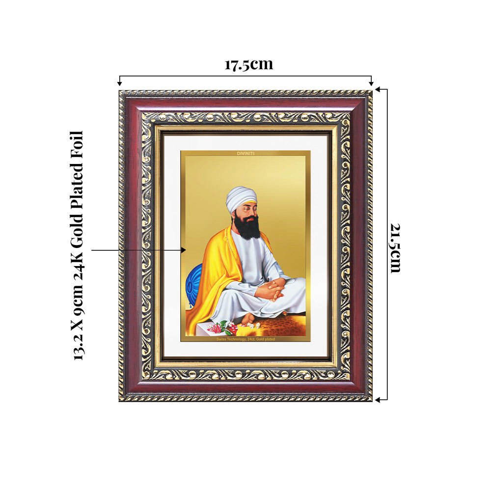 Guru Tegh Bahadar Sahib Ji | Divine Wall and Tabletop Photo Frame in 24K Gold Plated Foil