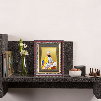 Guru Tegh Bahadar Sahib Ji | Divine Wall and Tabletop Photo Frame in 24K Gold Plated Foil