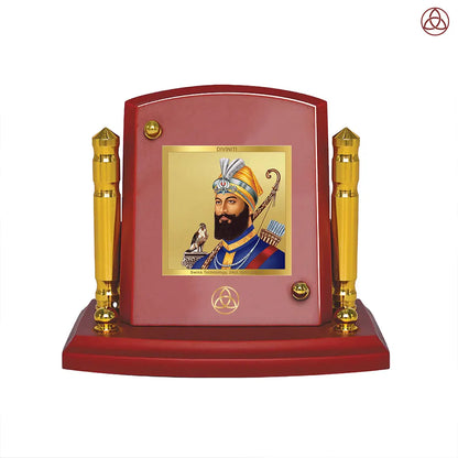 Guru Gobind Singh Ji | Tenth Sikh Guru and Creator of Khalsa Panth Spiritual Car Dashboard Frame in 24K Gold Plated Foil