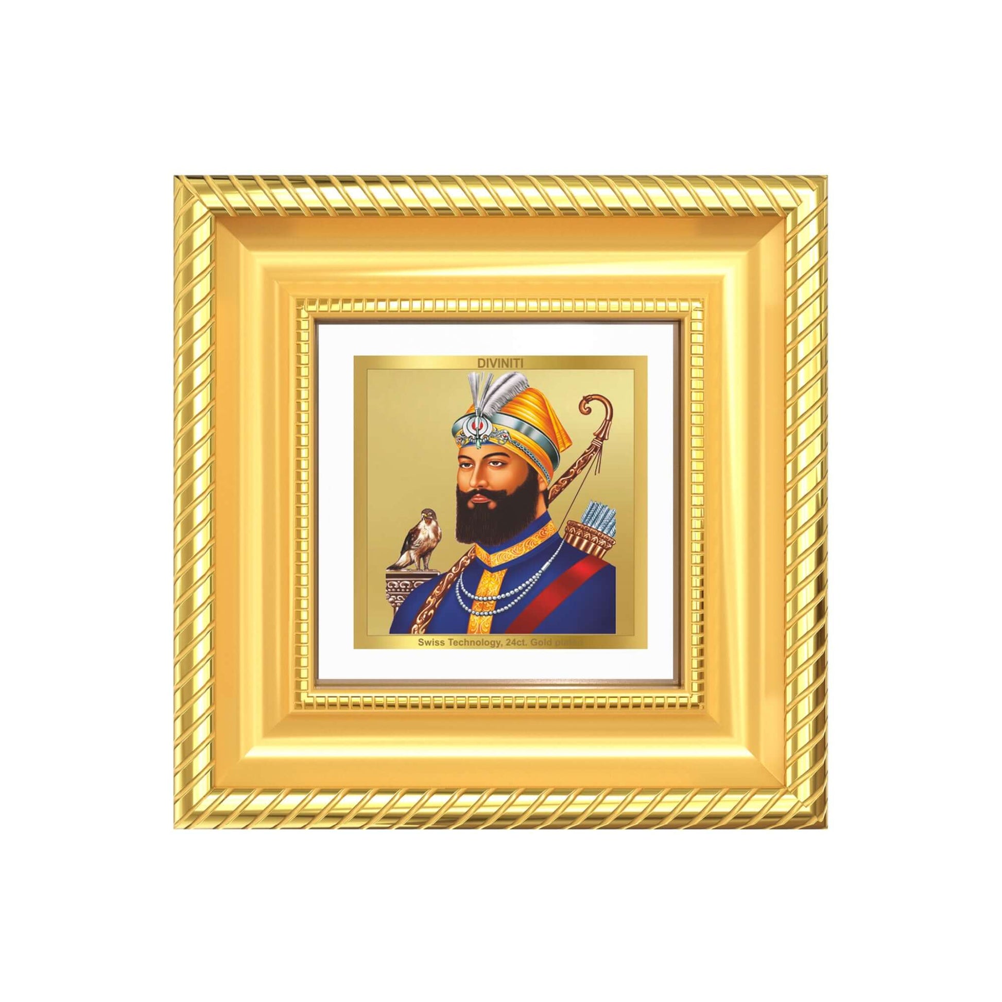 Guru Gobind Singh Ji Tabletop Frame in 24k gold plated foil