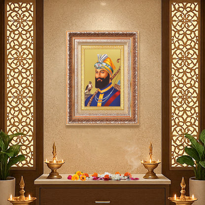 Guru Gobind Singh Ji | Divine Wall Mount Photo Frame in 24K Gold Plated Foil