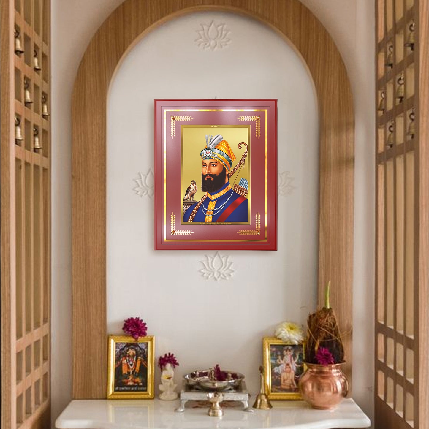 Guru Gobind Singh Ji | Divine Wall Mount Photo Frame in 24K Gold Plated Foil