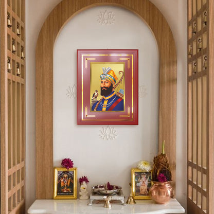Guru Gobind Singh Ji | Divine Wall Mount Photo Frame in 24K Gold Plated Foil