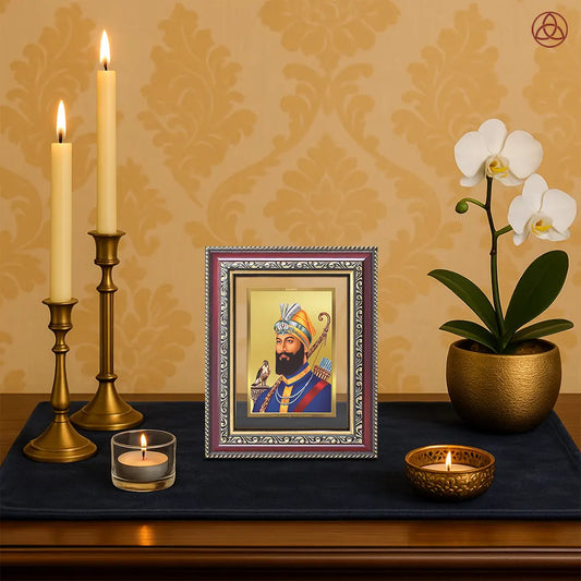 Guru Gobind Singh Ji | Divine Wall & Tabletop Photo Frame in 24K Gold Plated Foil