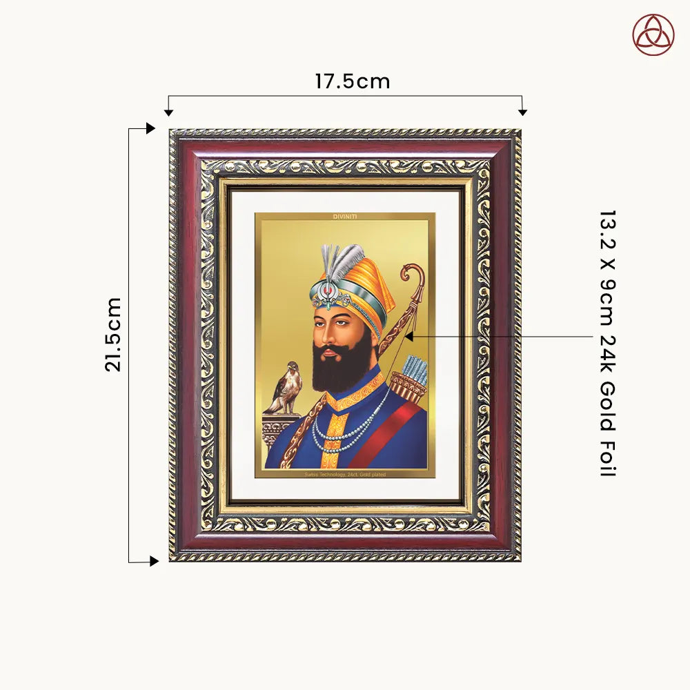 Guru Gobind Singh Ji | Divine Wall & Tabletop Photo Frame in 24K Gold Plated Foil