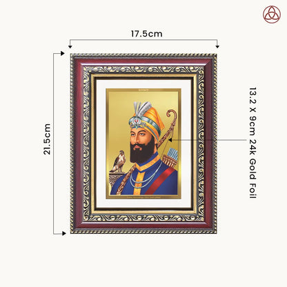 Guru Gobind Singh Ji | Divine Wall & Tabletop Photo Frame in 24K Gold Plated Foil