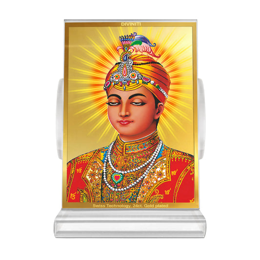 Guru Harkrishan Sahib Ji | Eighth Sikh Guru and Bala Pritam Spiritual Car dashboard frame in 24K Gold Plated Foil