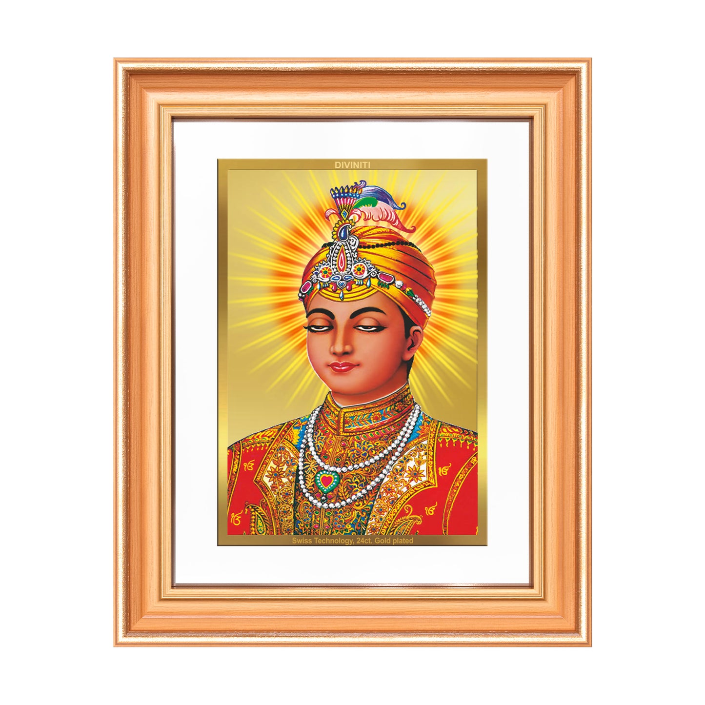 Guru Harkrishan Sahib Ji | Eighth Sikh Guru Wall Mount Photo Frame in 24K Gold Plated Foil
