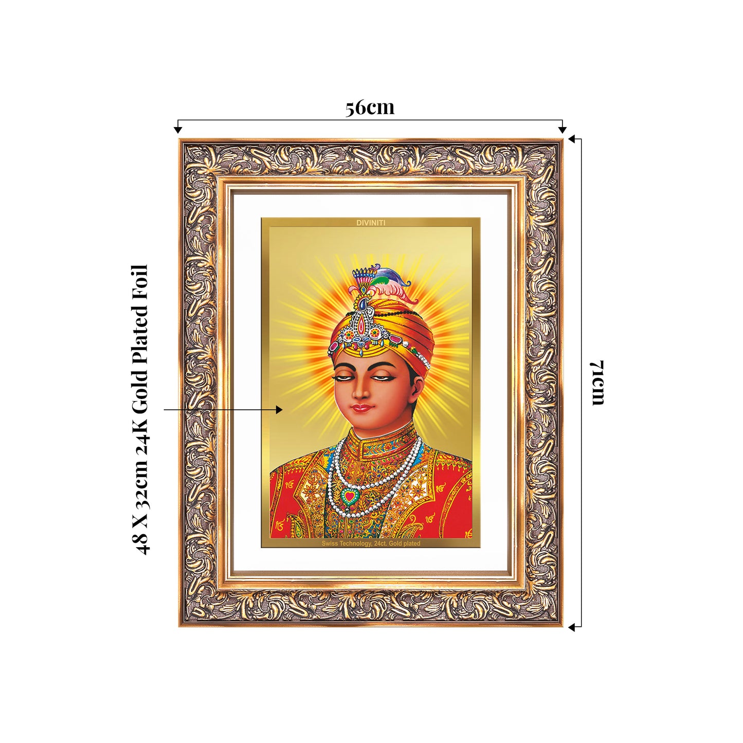 Guru Harkrishan Sahib Ji | Eighth Sikh Guru Wall Mount Photo Frame in 24K Gold Plated Foil