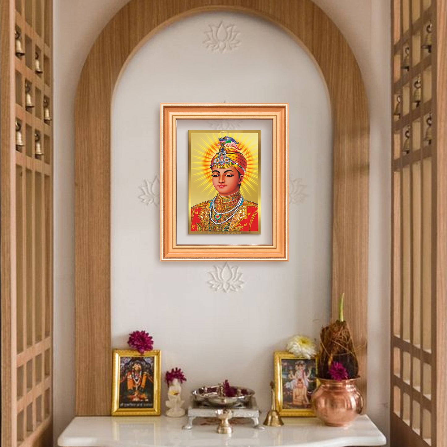 Guru Harkrishan Sahib Ji | Eighth Sikh Guru Wall Mount Photo Frame in 24K Gold Plated Foil
