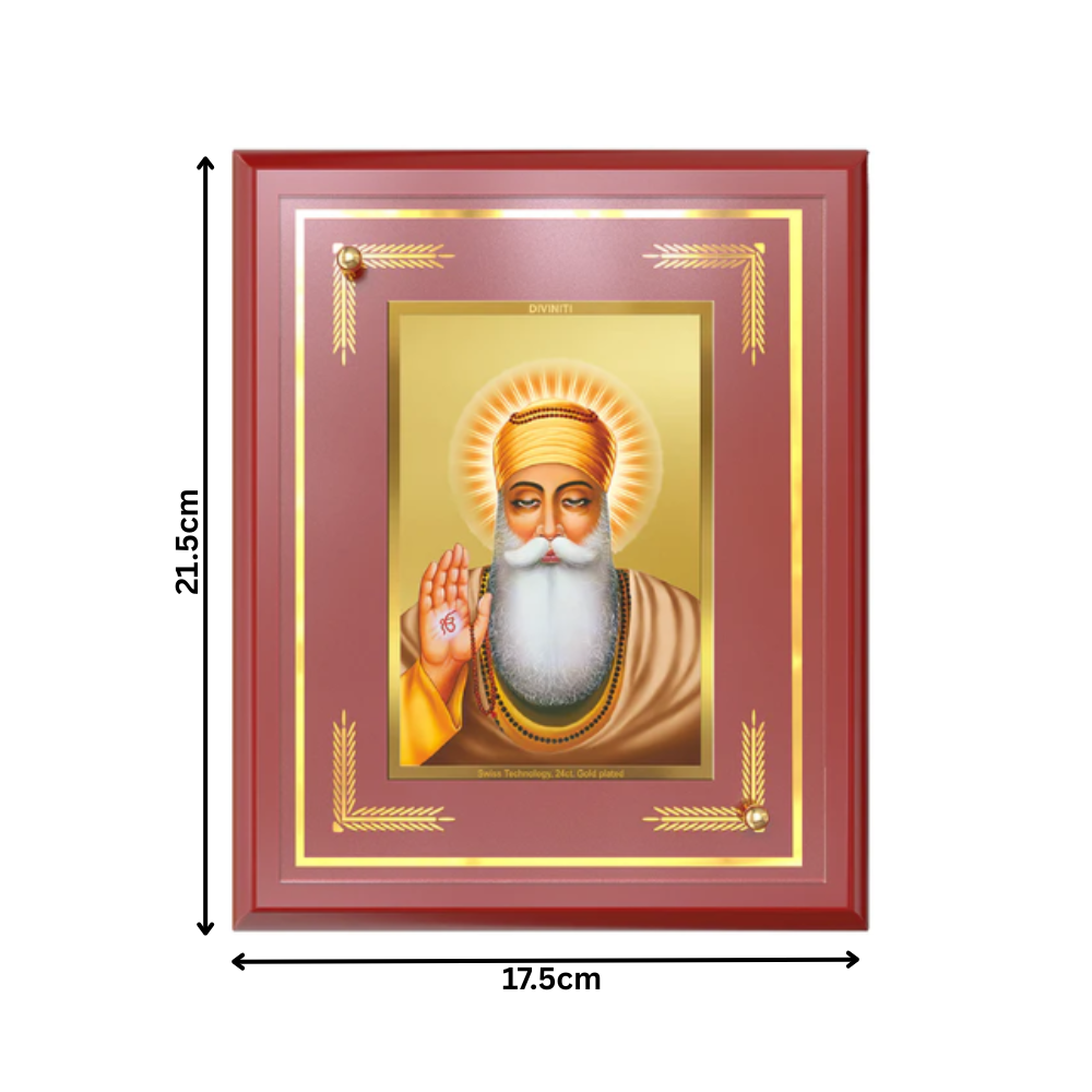 Guru Nanak Dev Ji | Divine Wall and Tabletop Photo Frame in 24K Gold Plated Foil