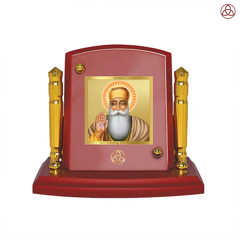 Guru Nanak Dev Ji Divine Waheguru For Sacred Sikh Religious Car Dashboard Frame in 24K Gold Plated Foil
