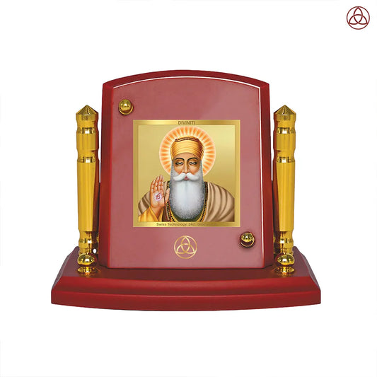 Guru Nanak Dev Ji Divine Waheguru For Sacred Sikh Religious Car Dashboard Frame in 24K Gold Plated Foil