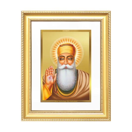 Guru Nanak Dev Ji | Divine Wall Mount Photo Frame in 24K Gold Plated Foil