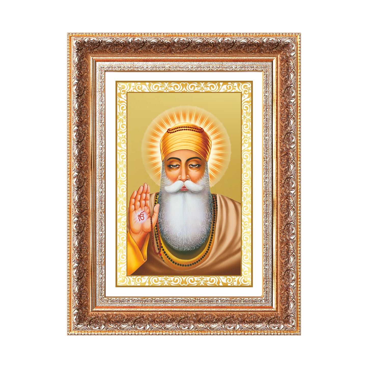 Guru Nanak Dev Ji | Divine Wall Mount Photo Frame in 24K Gold Plated Foil