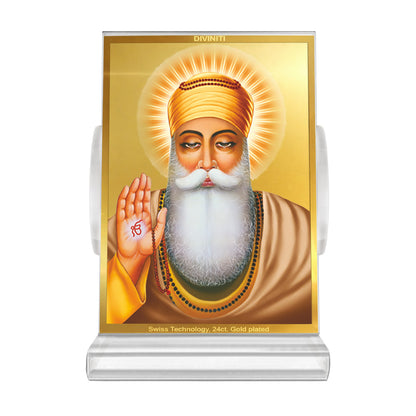 Guru Nanak Dev Ji Divine Waheguru For Sacred Sikh Religious Car Dashboard Frame in 24K Gold Plated Foil