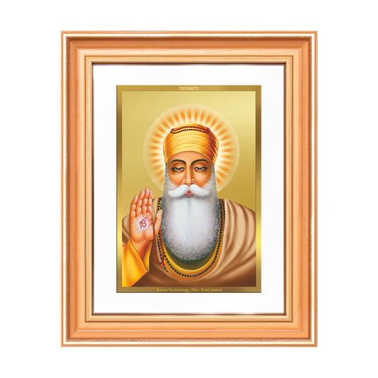 Guru Nanak Dev Ji | Divine Wall Mount Photo Frame in 24K Gold Plated Foil