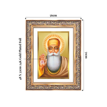 Guru Nanak Dev Ji | Divine Wall Mount Photo Frame in 24K Gold Plated Foil