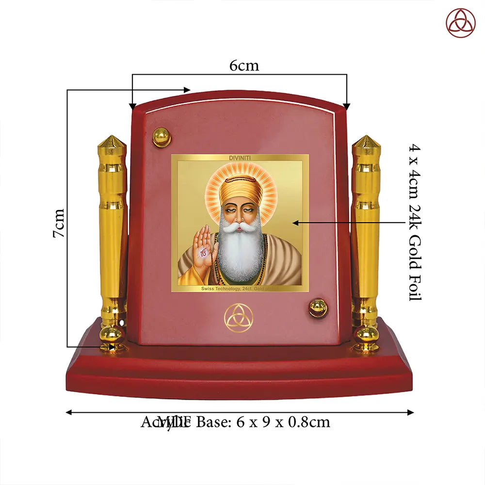Guru Nanak Dev Ji Divine Waheguru For Sacred Sikh Religious Car Dashboard Frame in 24K Gold Plated Foil