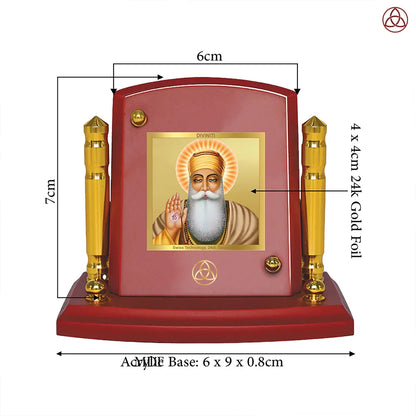 Guru Nanak Dev Ji Divine Waheguru For Sacred Sikh Religious Car Dashboard Frame in 24K Gold Plated Foil