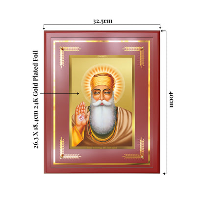 Guru Nanak Dev Ji | Divine Wall Mount Photo Frame in 24K Gold Plated Foil