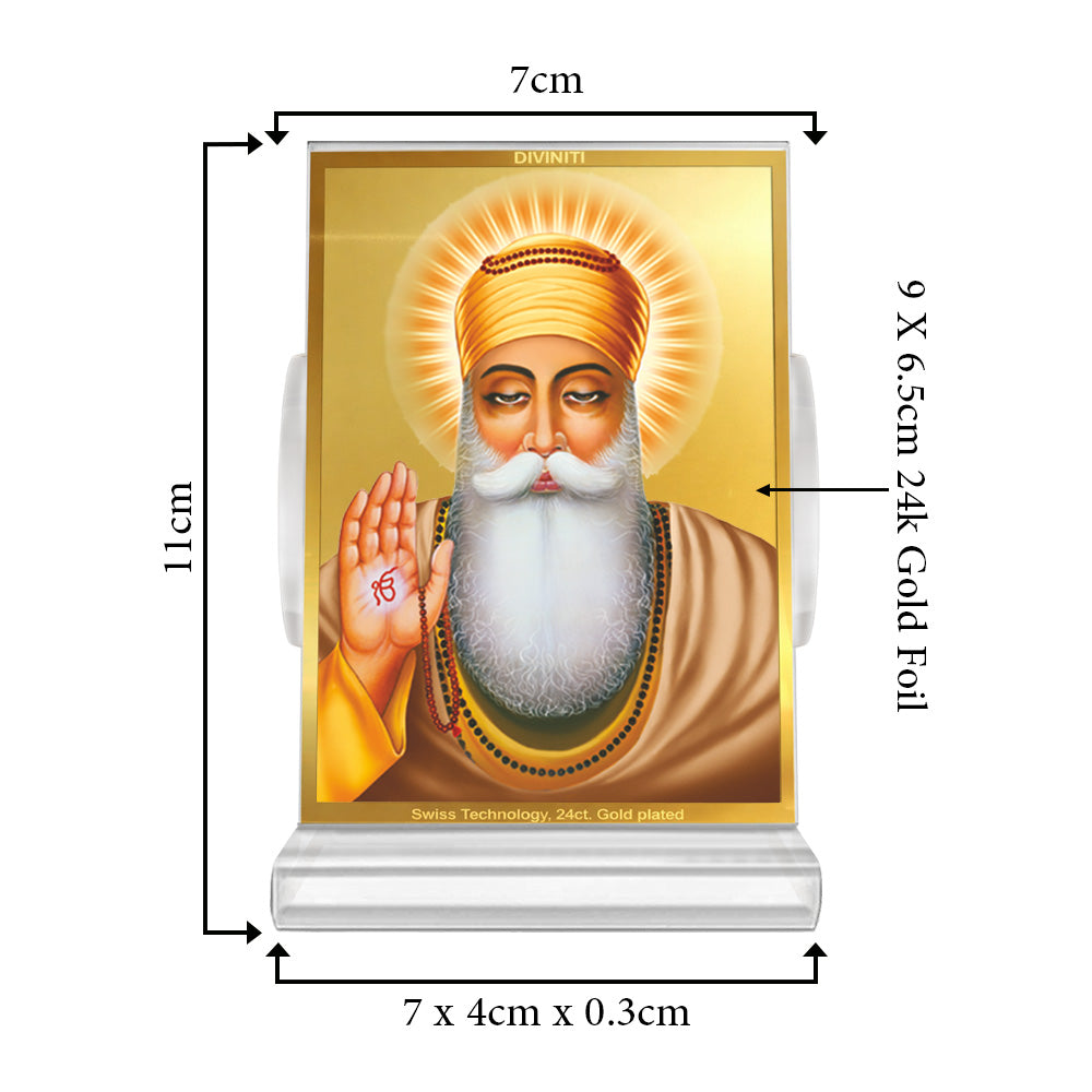 Guru Nanak Dev Ji Divine Waheguru For Sacred Sikh Religious Car Dashboard Frame in 24K Gold Plated Foil
