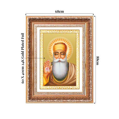 Guru Nanak Dev Ji | Divine Wall Mount Photo Frame in 24K Gold Plated Foil