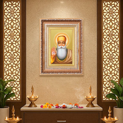 Guru Nanak Dev Ji | Divine Wall Mount Photo Frame in 24K Gold Plated Foil