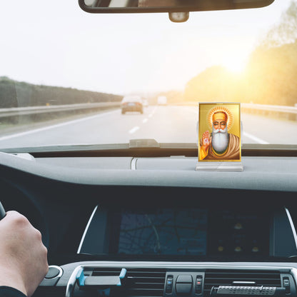 Guru Nanak Dev Ji Divine Waheguru For Sacred Sikh Religious Car Dashboard Frame in 24K Gold Plated Foil